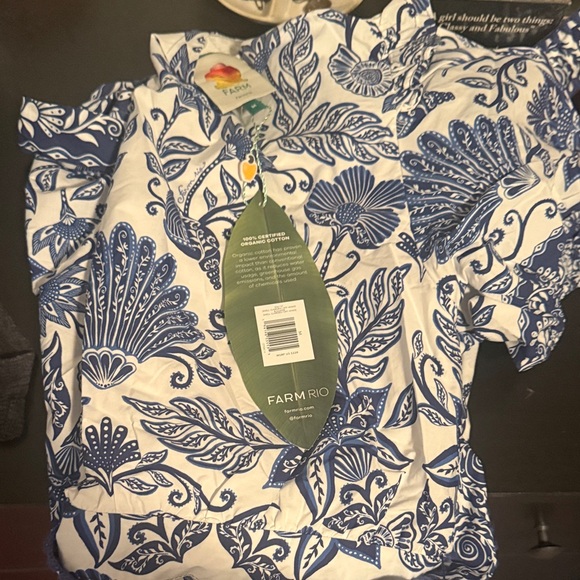 FARM Rio Blue and White Patterned Jumpsuit - Picture 6 of 6